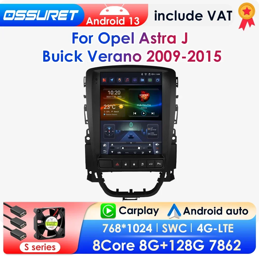 9.7'inch Android 13 Car Radio for Opel Astra J Vauxhall Buick Verano 2009-2015 Multimedia Video 4G WIFI Carplay Head Unit 7862