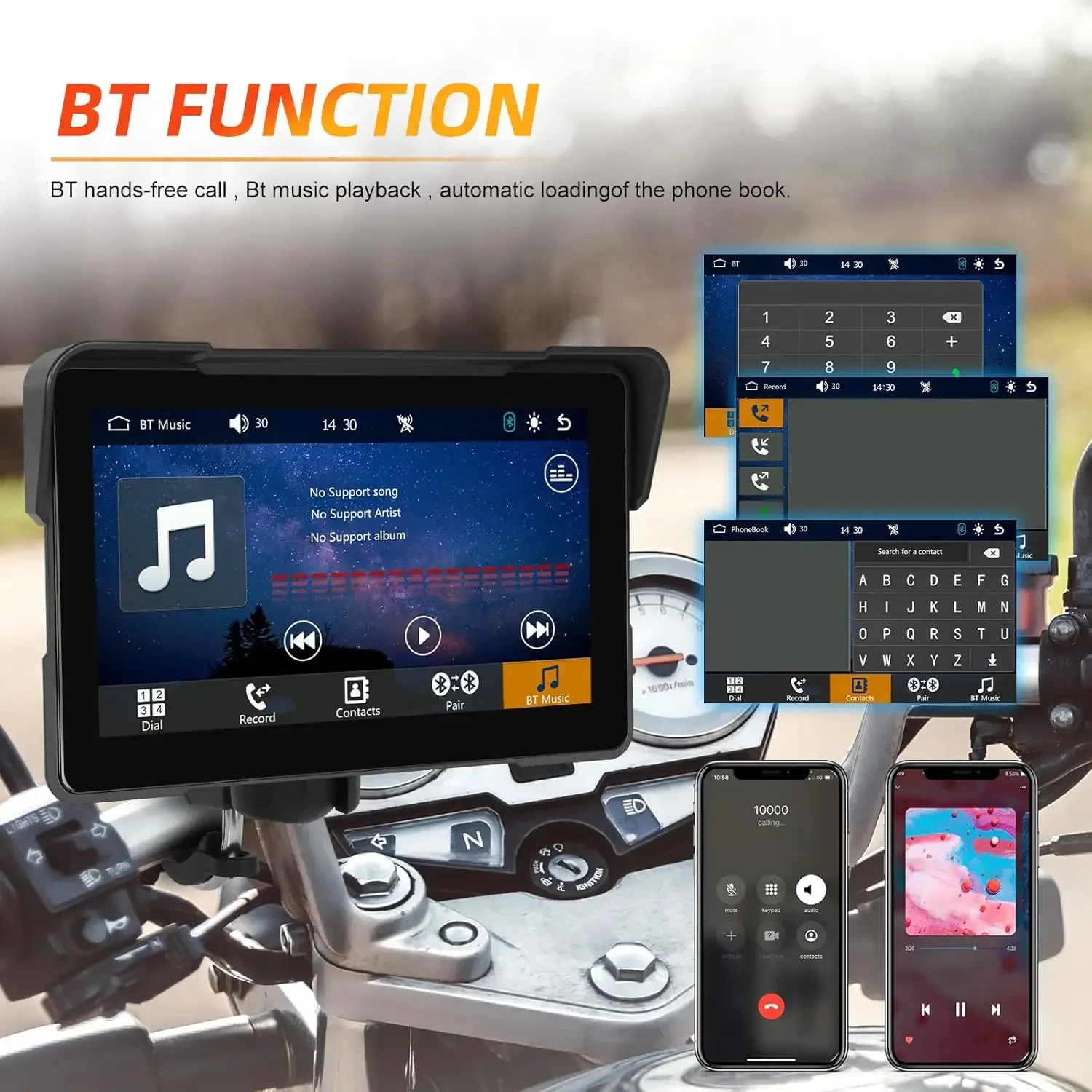 المحمولة 5/7 بوصة Carplay دراجة نارية DVR اللاسلكية Carplay أندرويد السيارات مقاوم للماء الملاحة محرك مسجل موتو مراقب العرض
