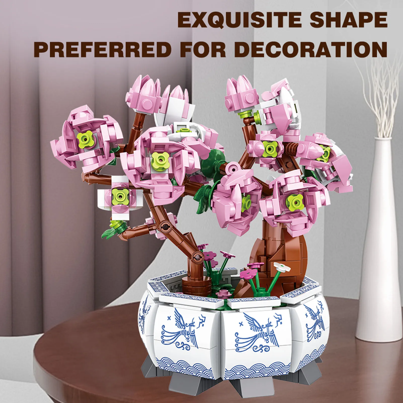NIEUW Perzikbloesem Bonsai Boom Bouwsteenset Levensecht Eenvoudig te monteren Educatief bouwstenen Model Speelgoed voor kinderen en volwassenen