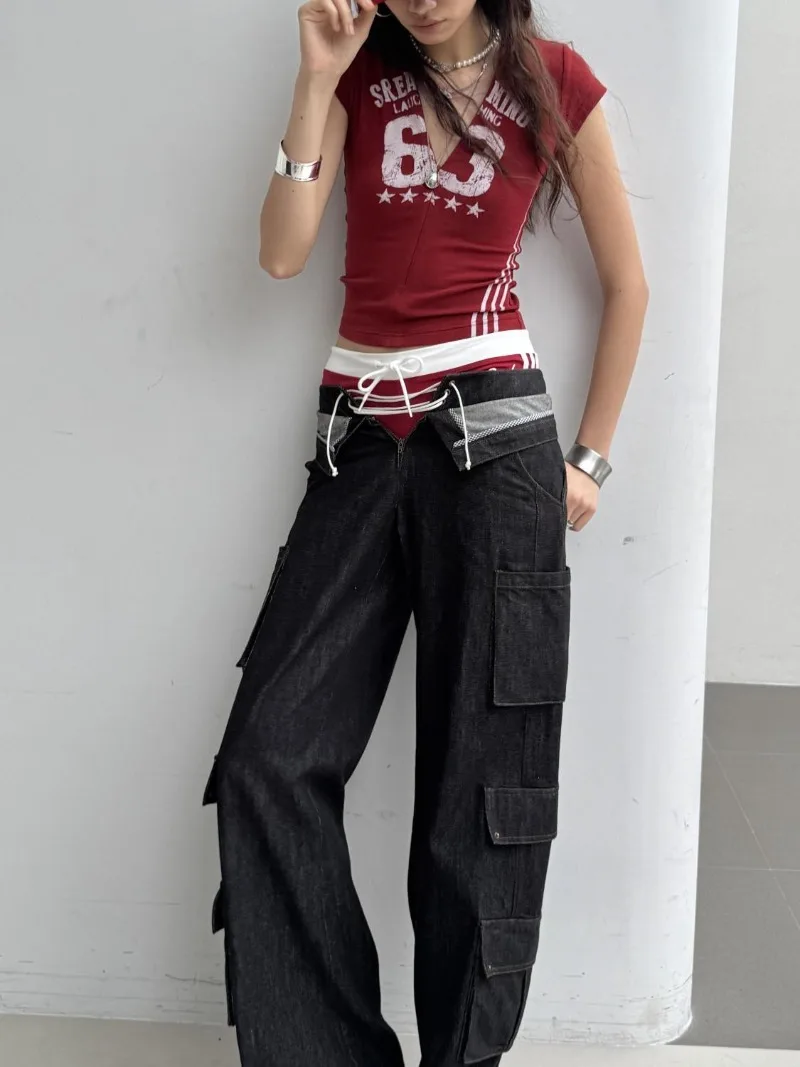 Vintage Women T-Shirt Baseball Jersey Women Digital Print Sexy Zipper V Neck Slim Fit Tops New Short Sleeve Cropped Top Female