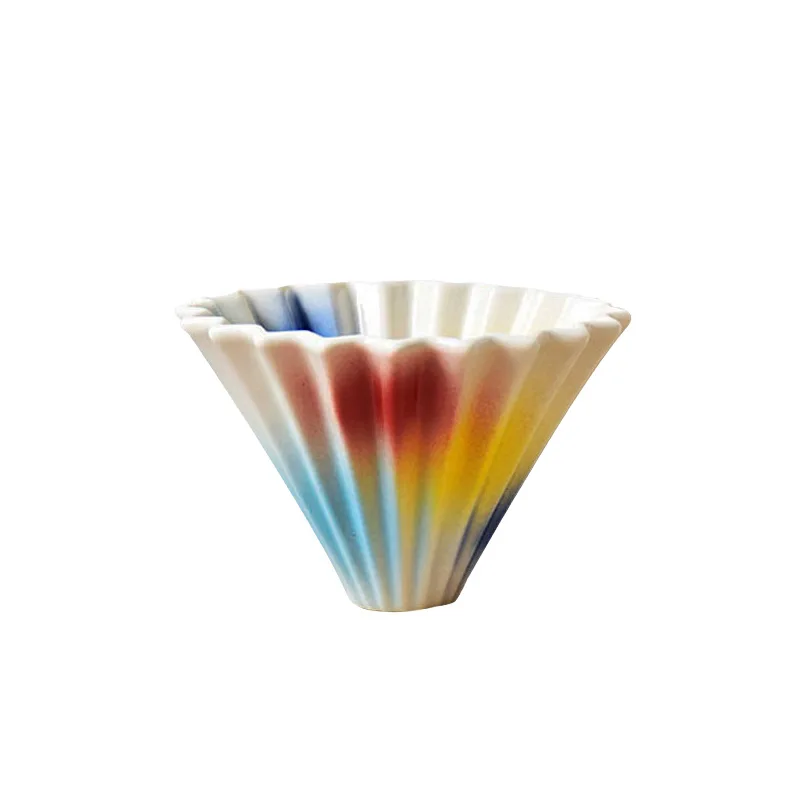Burn colored ceramic filter cup Seven-color hand-brewed coffee drip filter cup Cake cup Coffee filter