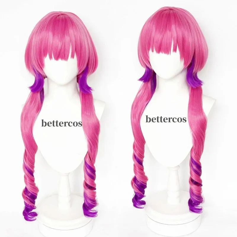 Zz04zz12Anime Miss Kobayashi's Dragon Maid Ilulu Cosplay pelucas de pelo sintético largo mezclado rosa resistente al calor + gorro de peluca