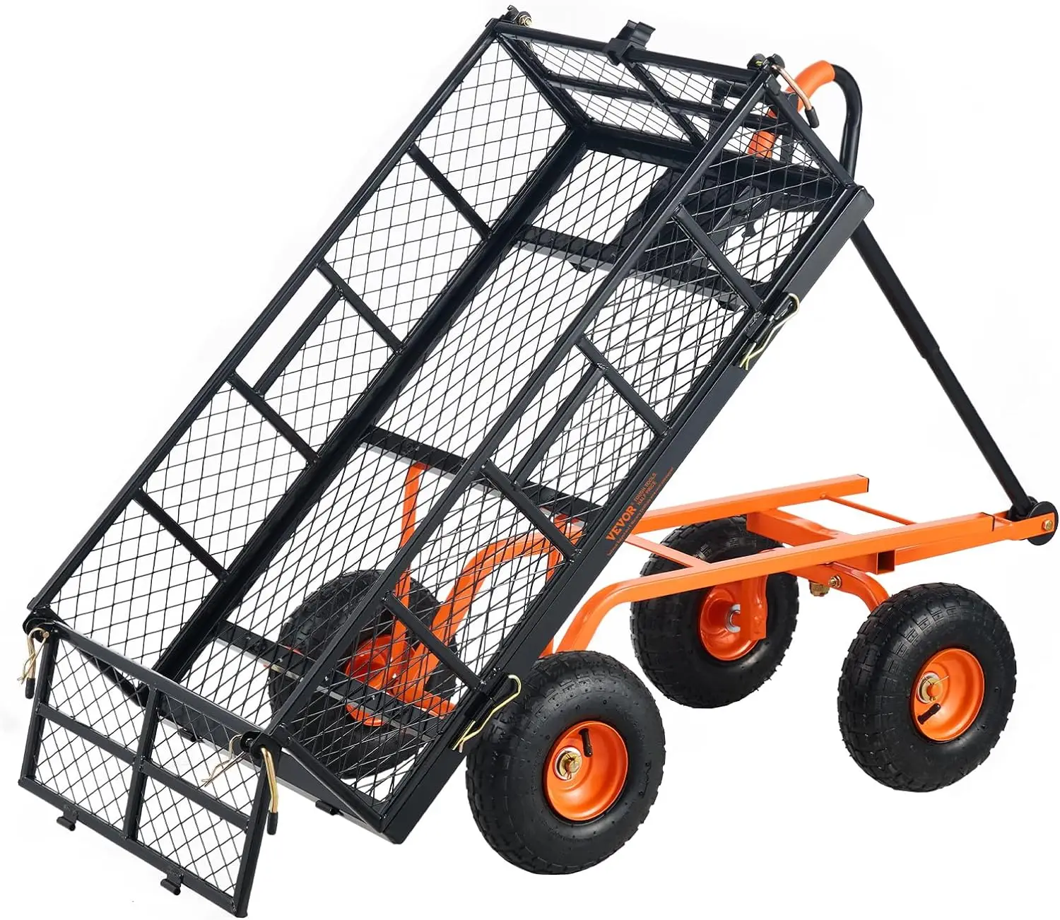 880lbs Steel Garden Dump Cart, Heavy Duty Yard Dump Wagon Utility Wagon with Removable Sides, 10in All Terrain Wheels