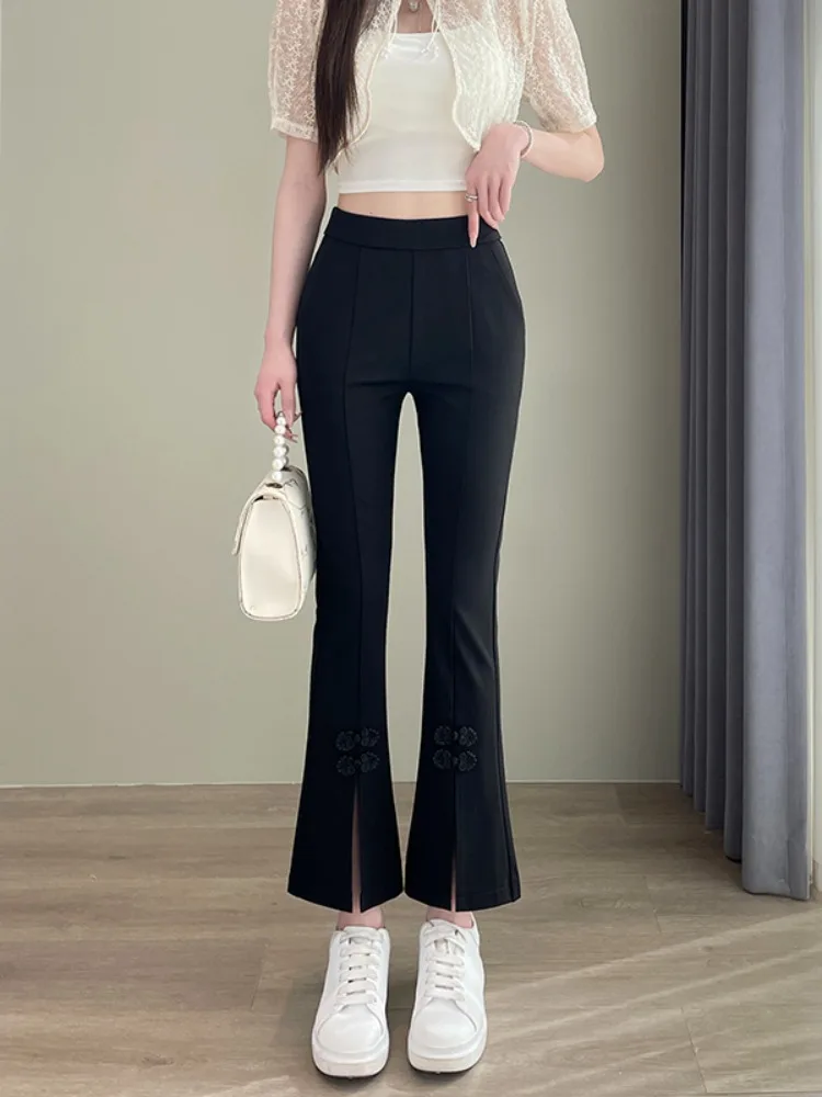 

Women's Sports High-Waisted Suit Pants, Slim-fit Nylon High-Elastic Breathable Straight Trousers Loose Female Ladies 2024 T17