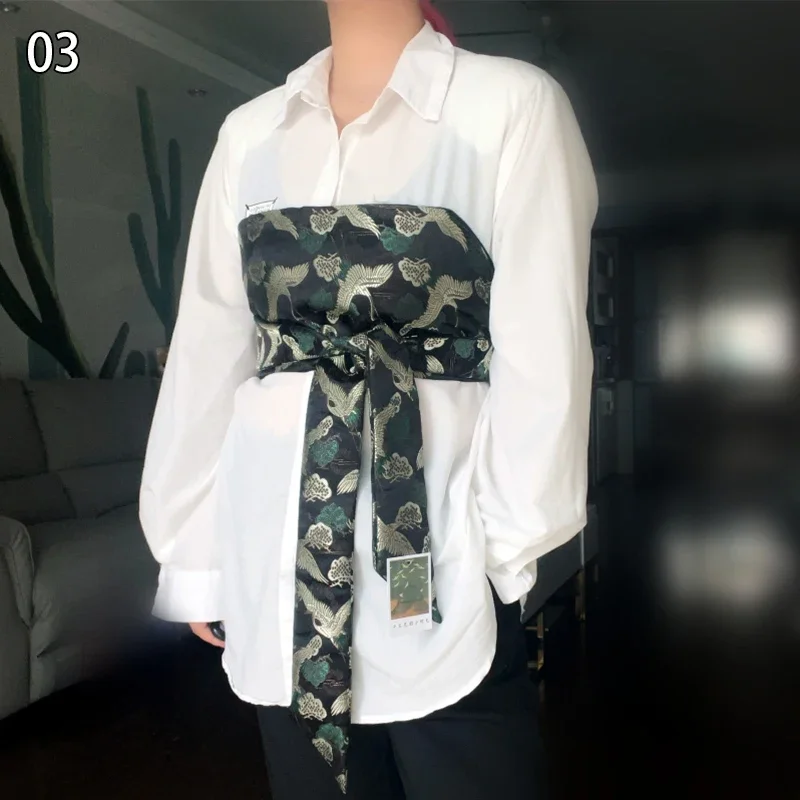Japanese Haori Kimono Yukata Obi Belt Dress Decor Brocade Jacquard Fabric Waistband Shirt Dress Decor Chest Wrapped Cummerbunds