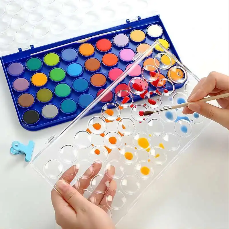 

MOKEELO Solid Watercolor Paint Water Powder Pigment School Supplies Portable Gouache Paint Set 12/16/28/36Colors Draw Art 661