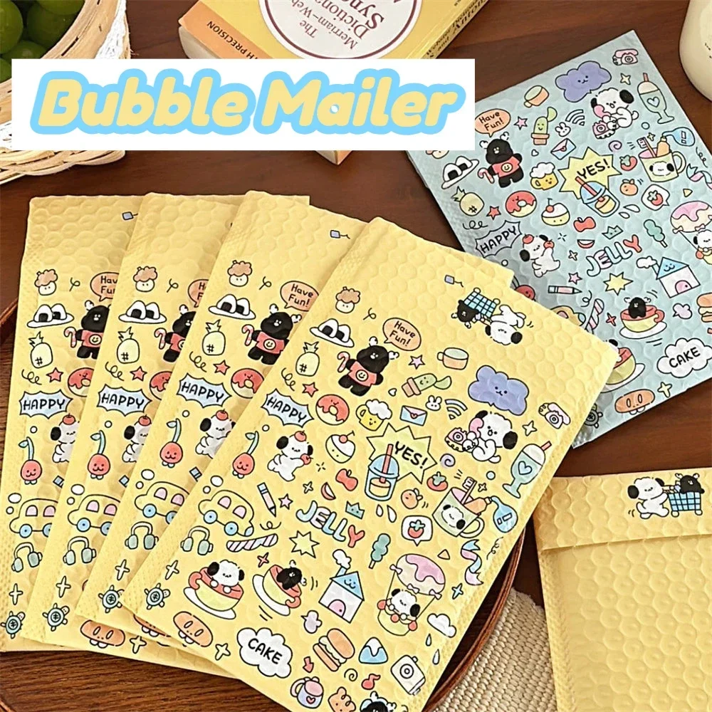 10 stks Koreaanse INS Leuke Gelukkige Puppy Bubble Mailer Mooie Meisjes Kpop Fotokaart Verpakking Zak Waterdichte Verzending Bubble Envelop