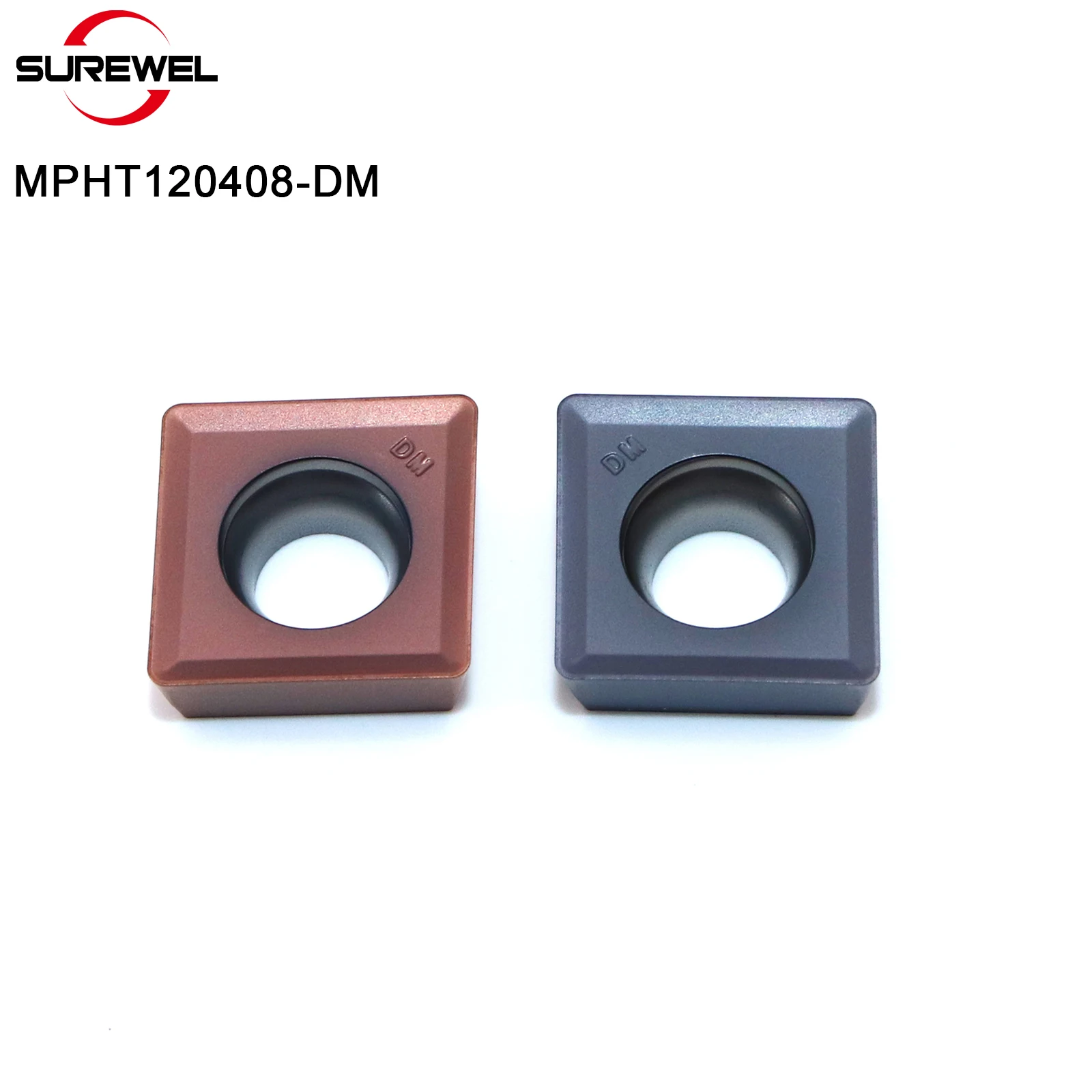 SUREWEL إدخالات الكربيد MPHT060304-DM MPHT080305-DM MPHT120408-DM أداة التفريز CNC ذات الشفرة الثلاثية الجوانب