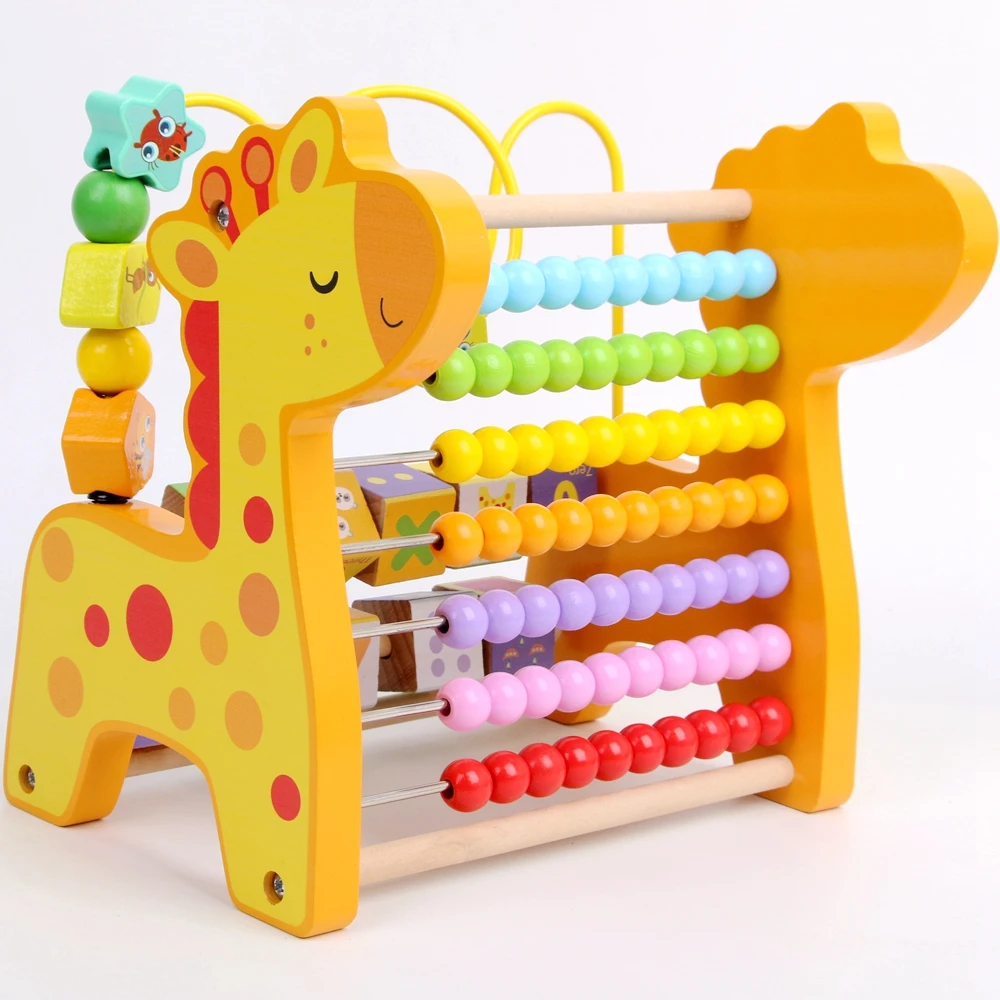 Jouets mathématiques Montessori en bois pour enfants, boulier multifonctions, jouets autour de perles, apprentissage précoce du fuchsia, aides, cadeau