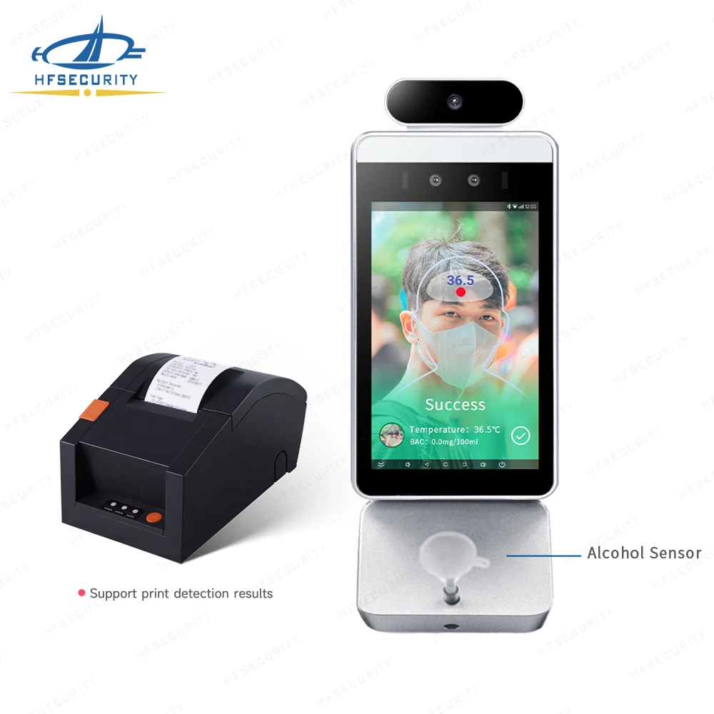 RA08T-A Face Recognition and Temperature Measurement Alcohol Breathalyzer Alcohol Tester with Ready Software