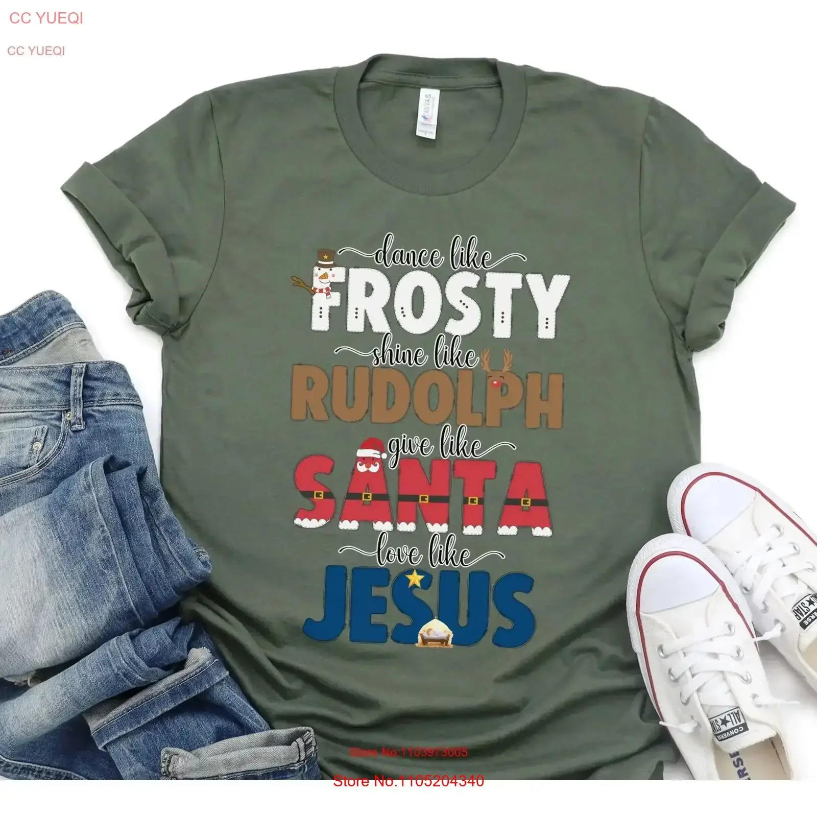 الرقص مثل فروستي شاين رودولف أعط سانتا الحب يسوع تي شيرت موسم عيد الميلاد عطلة ثلج خمر غسلها تنوعا