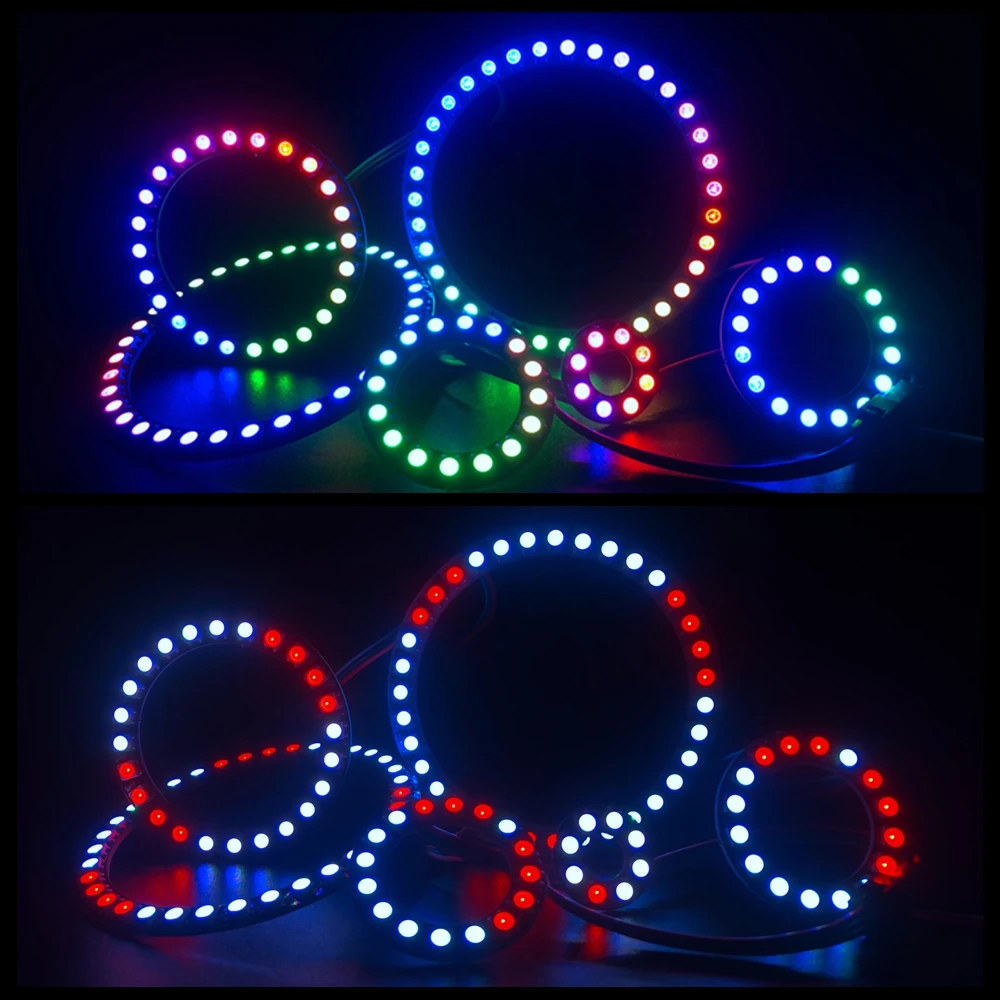 LED Pixel Ring with Music Controller, WS2812B, SP107E, Endereçável individualmente, WS2812, IC, RGB, Full Color Circle, 8, 16, 24, 35, 45LEDs, DC5V