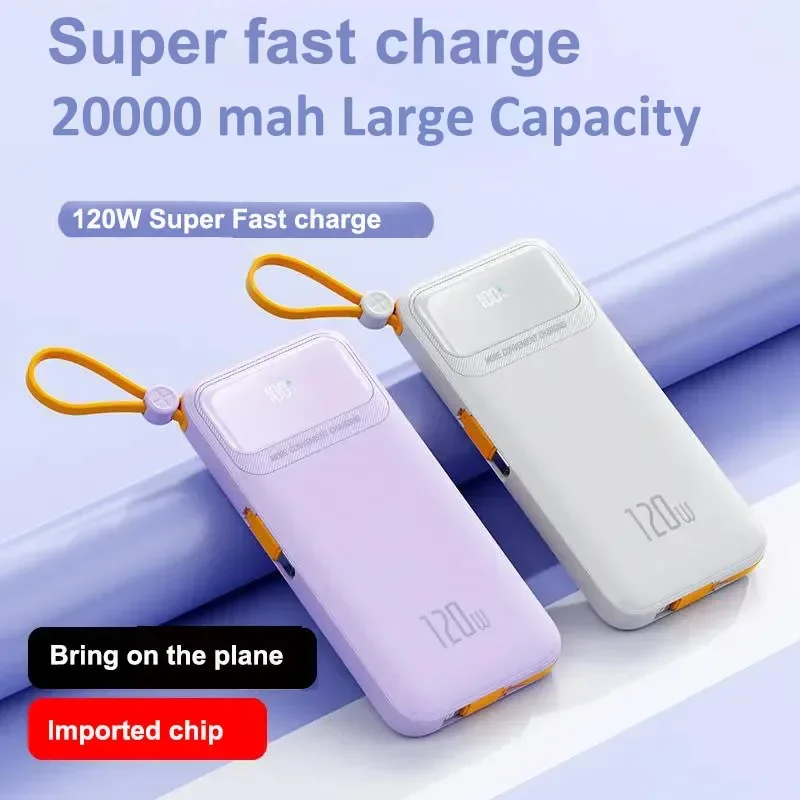 Imagem -02 - Carregador Power Bank Super Fast Charge com Cabo de Dados Bateria Móvel de Grande Capacidade Iphone Samsung Xiaomi 120w 20000mah