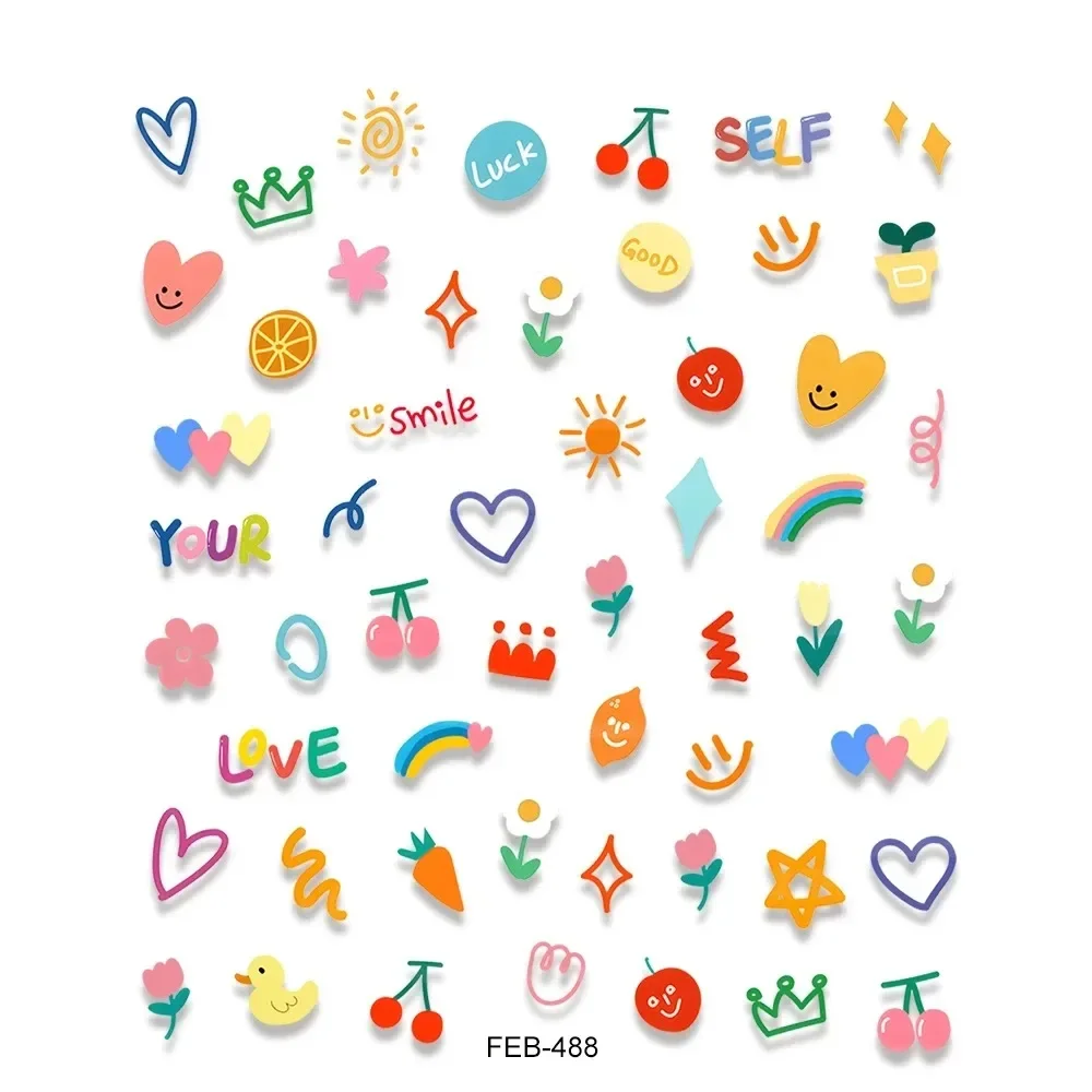Jelly Design Tulip Flowers Love Heart Color Lines 5d Embossed Reliefs Nail Art Stickers Lovely Manicure Nail Decals image 6