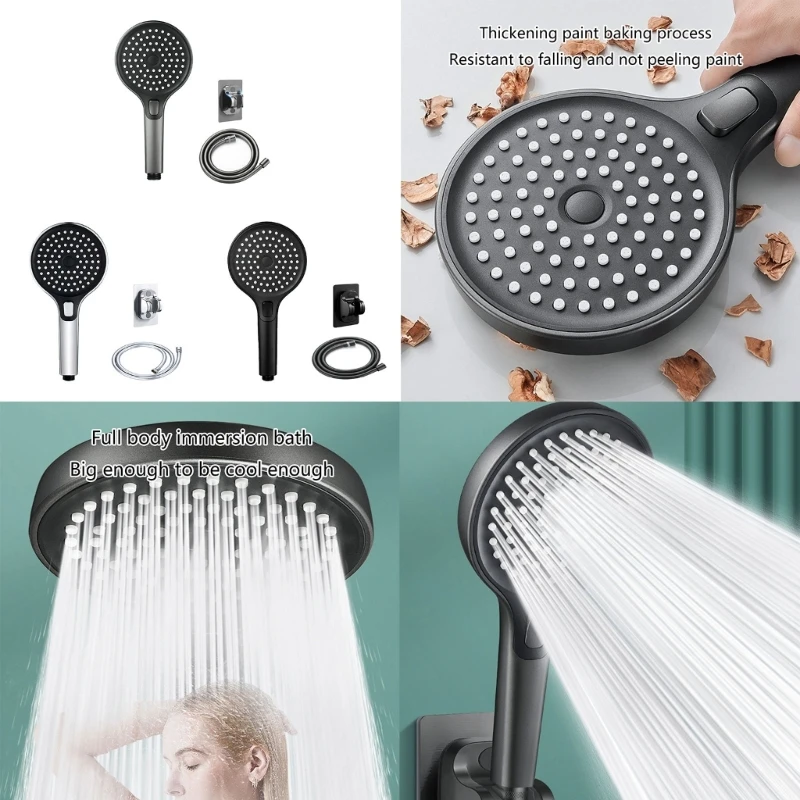 E5BE Massage Shower Head with 3 Modes Easy to Use Shower Head High Pressure Shower Head Lightweight for a Soothing Shower