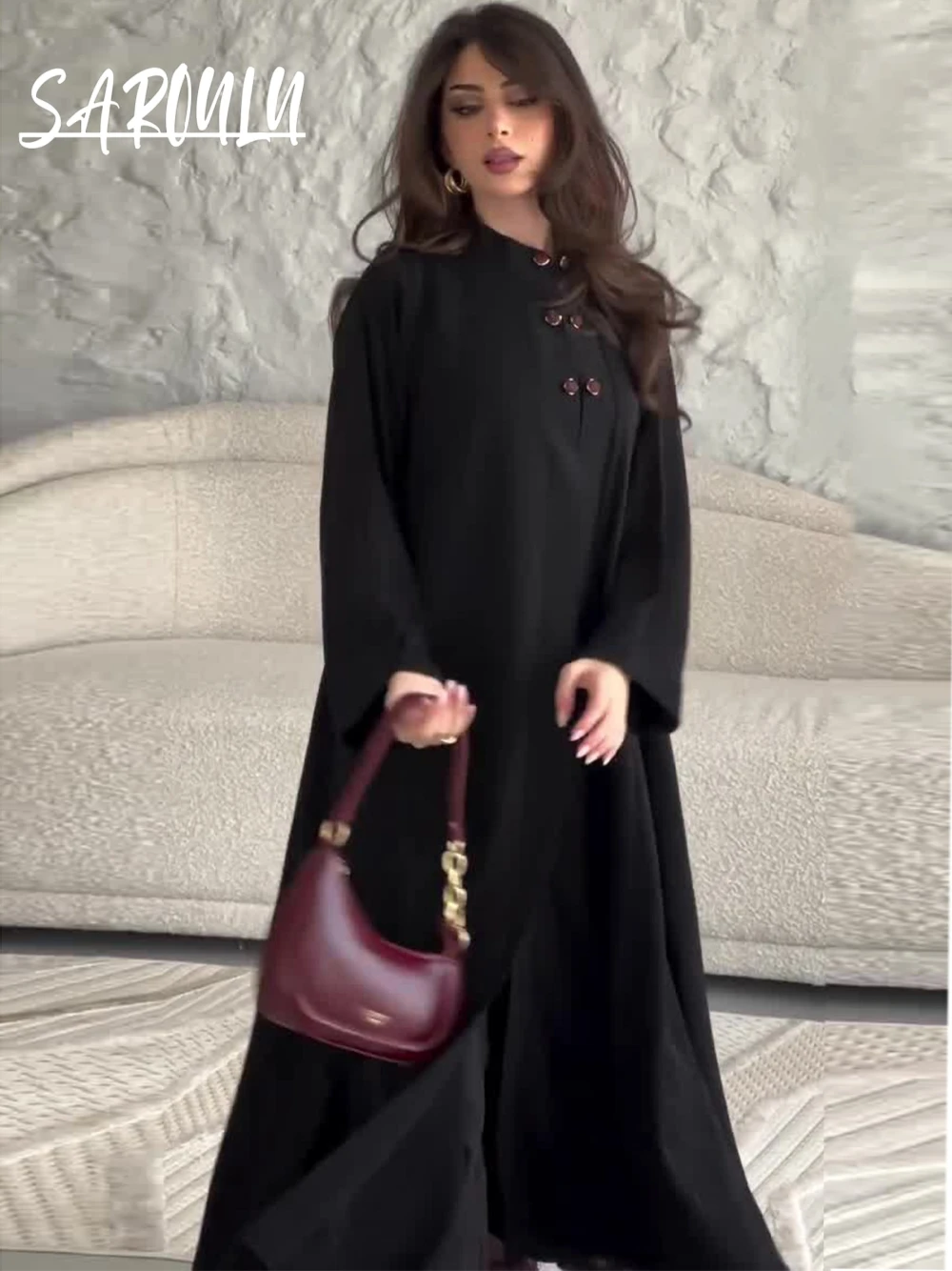 

Black Vintage Solid Color Evening Dress, Popular Women Long Sleeves Classic Prom Gown, S-2XL, Simple A Line Party Wear