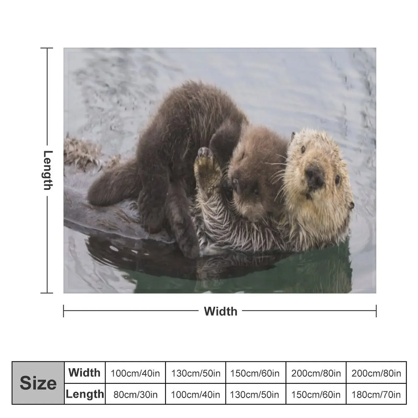 Sea Otter in water swimming with baby Throw Blanket Picnic Giant Sofa Blankets