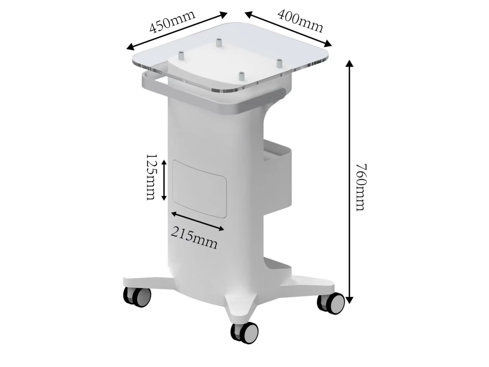 Hot Selling Foldable Modern Design Eco-Friendly Salon Trolley Cart Workshop Use Heavy-Duty 4-Wheel Glossy Matte Acrylic Aluminum