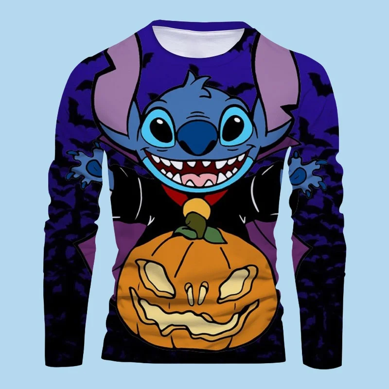 

MOTO-Disney Anime 3D Printed New Casual Men's Round Neck Long Sleeve T-shirt Horror Halloween Series