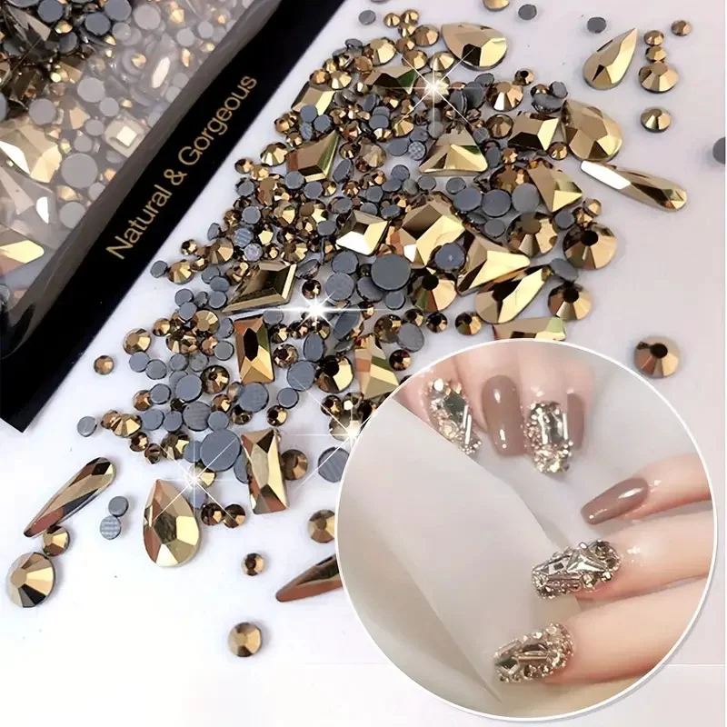 150pcs Flatback Round Rhinestone Plus 20pcs Flatback Odd Shaped Large Zircon Nail Rhinestones For 3D Nail Art DIY Decoration *ZD