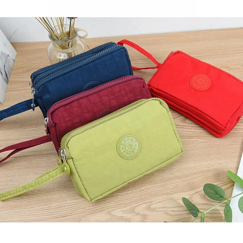 Women Zipper Canvas Long 3 Layer Purse Clutch Coin Phone Money Wallet Card Key Holder Makeup Bag Evening Handbag New Arrivals