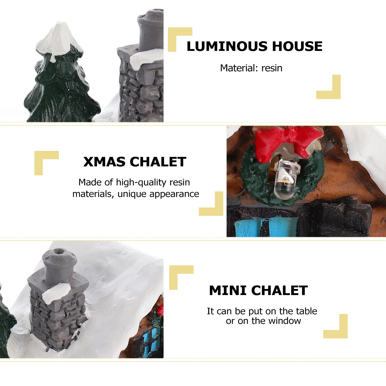 

Resin Decorative Mini House Christmas Pattern Fine Craftsmanship Table Window Decor For Home Office Cafe Xmas Chalet