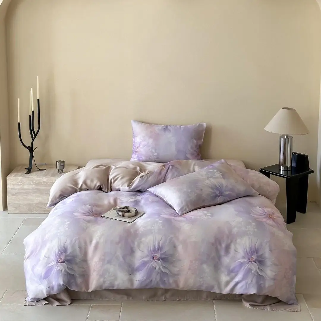 

Purple Lenzing Tencel Digital Printing 100% Lyocell 4-piece Duvet Cover Flat & Fitted Sheets Bedding Set Supplier