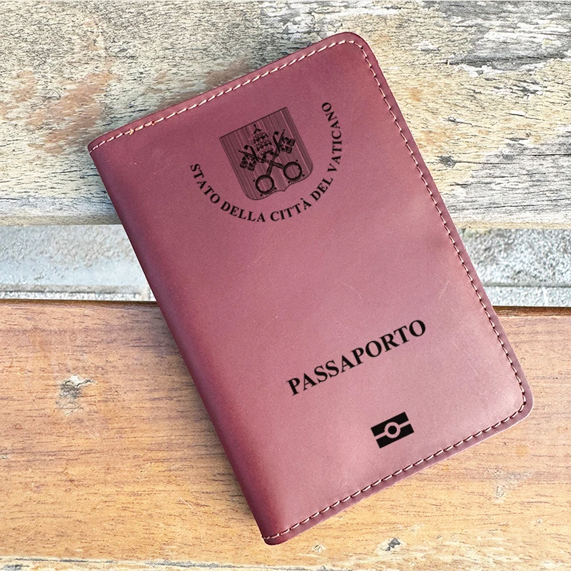 Handmade Vatican City Men Vintage Passport Holder Case Genuine Leather The Vatican City State Passport Cover Card Holder