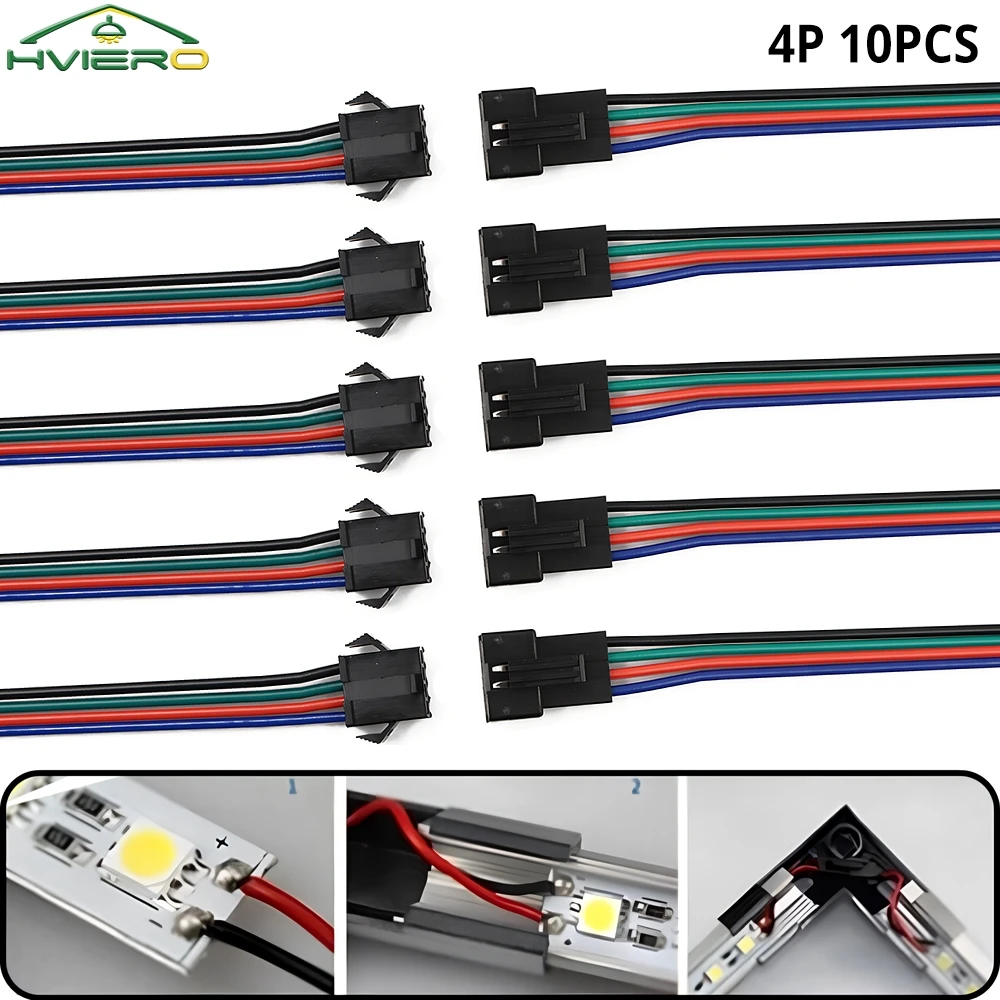 10PCS Led Light Strip Connector Controller Remote Dimmer Switch Male Female Lamp Bar Home Ceiling Decoration TV Background Neon