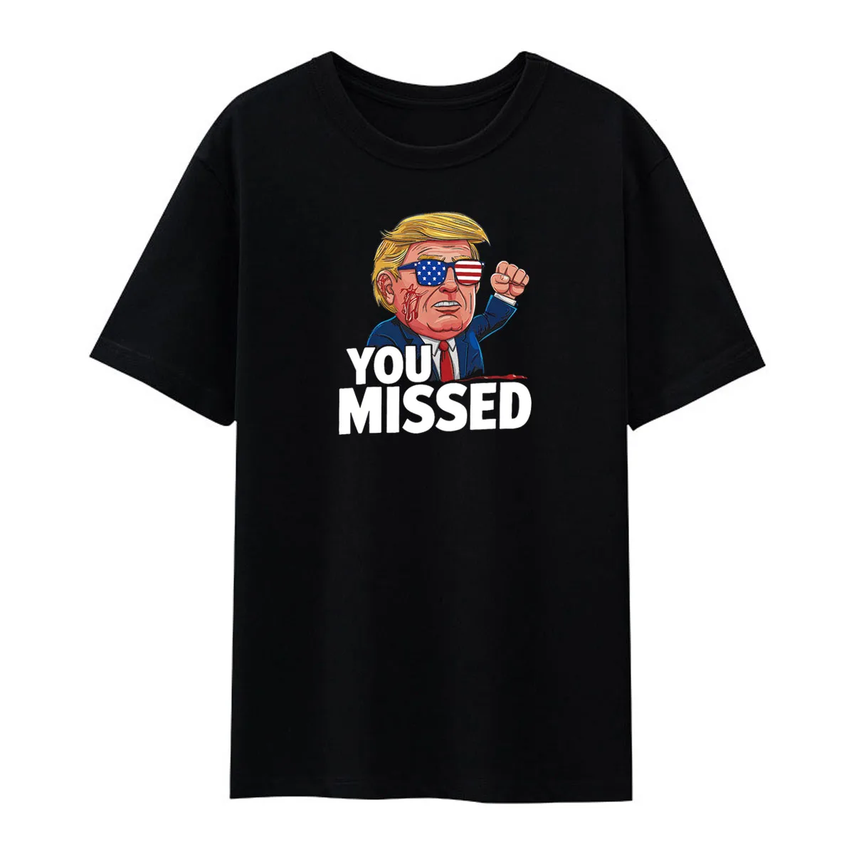 Donald Trump You Missed Fist 2024 T-Shirt Casual Men\'s Short Sleeved Shirt