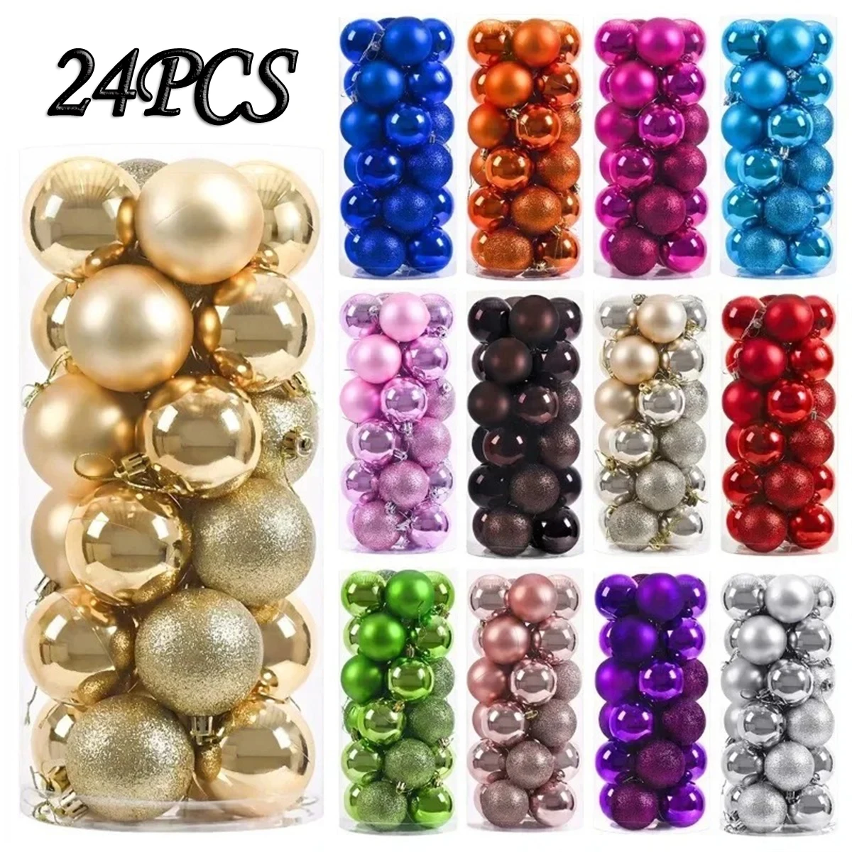 

24Pcs 3/4/6CM Christmas Balls Ornaments Set Xmas Tree Decor for Home Party Holiday Decorations 2026 New Year Gift Navidad