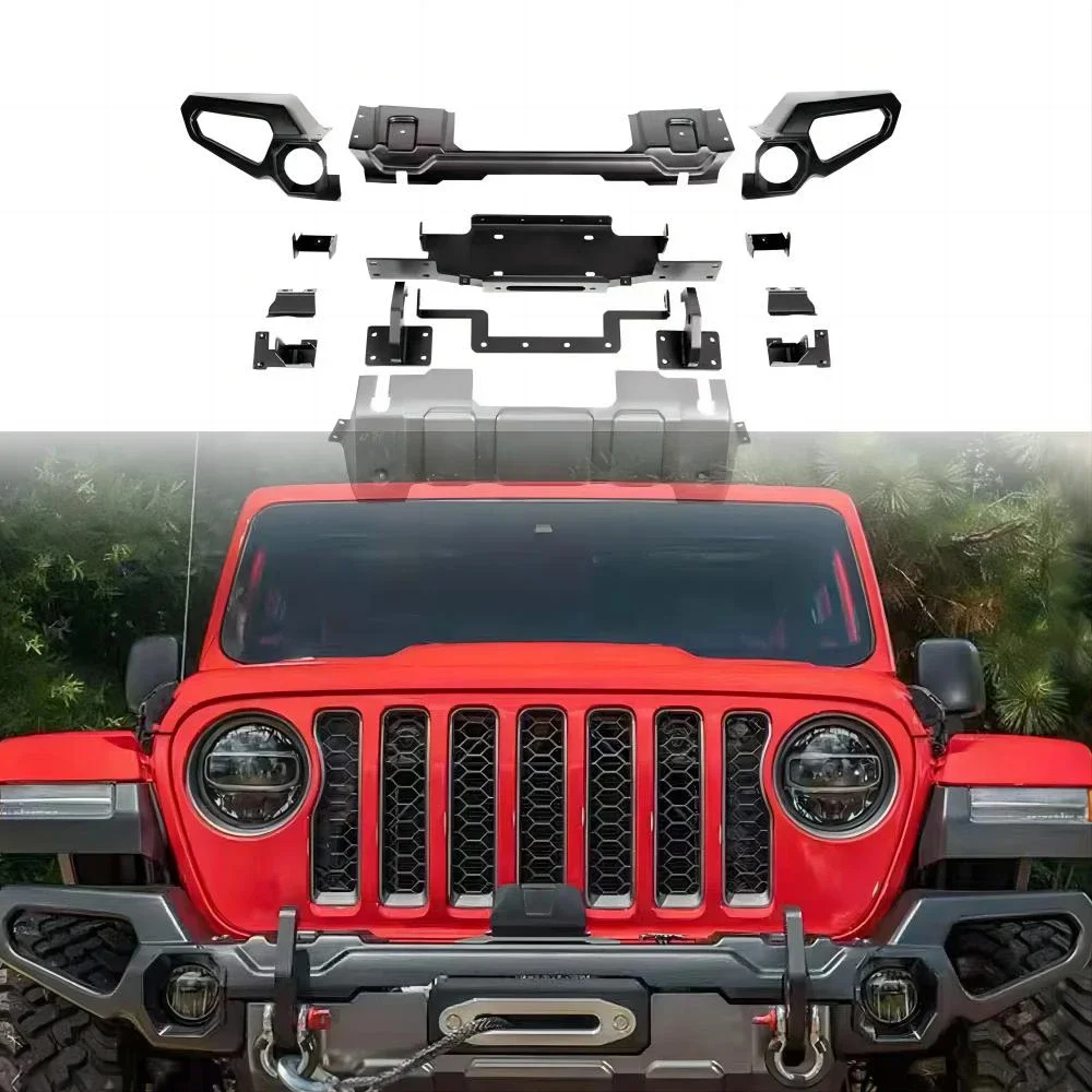 Black Steel Rugged Ridge Venator Front Bumper for 2018+ Jeep Wrangler JL JLU & 2020+ Gladiator JT