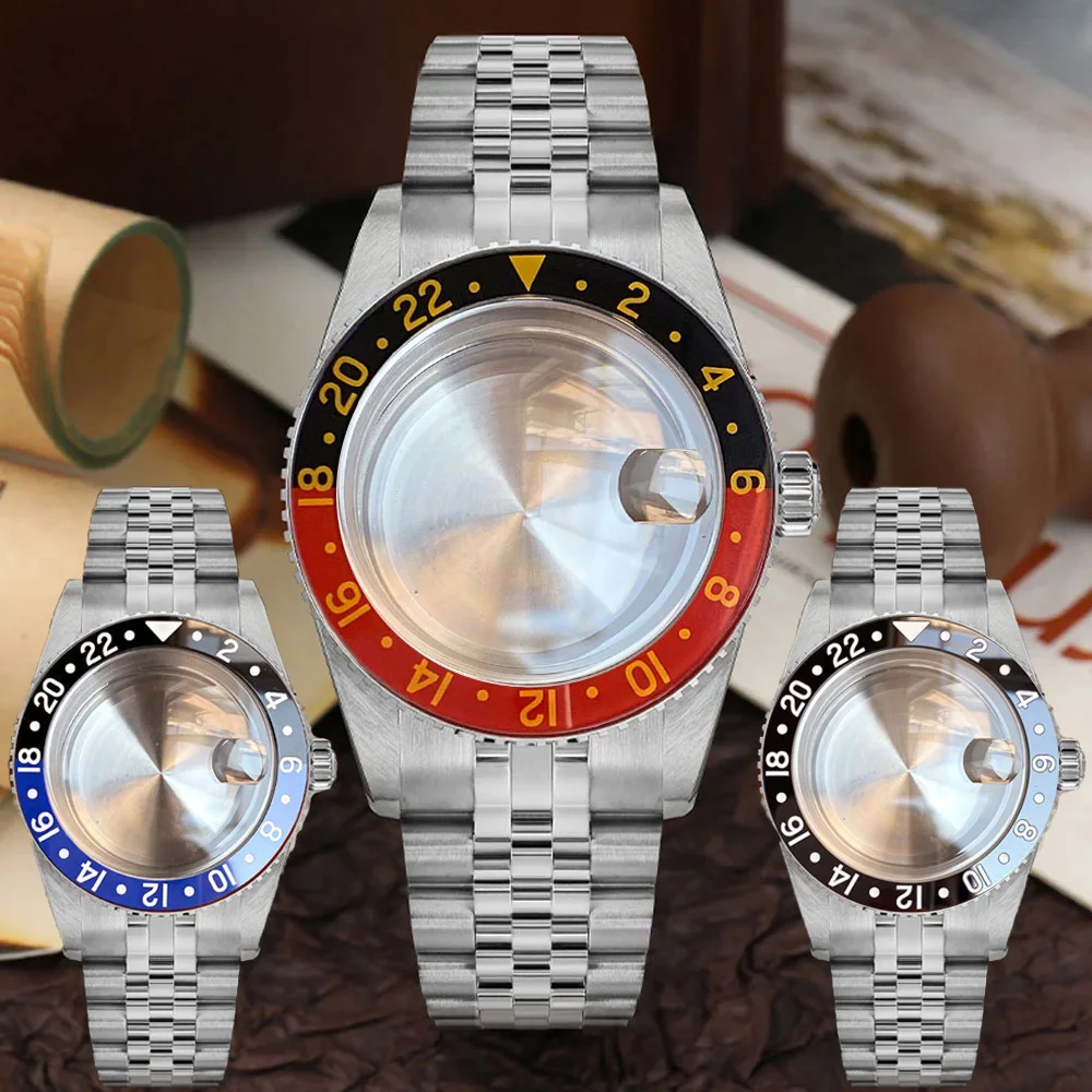 

38mm Stainless Steel Brushed 200M Diver Watch Case Black Dial Fit NH34 NH35 Domed Sapphire Glass Ceramic Insert 120 Click Bezel