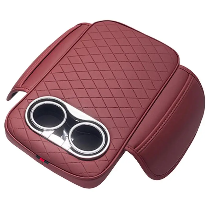 

Auto Center Console Armrest Pillow Waterproof Car Armrest Arm Rest With Cup Holder PU Leather Armrest Pillow Armrest Cushion