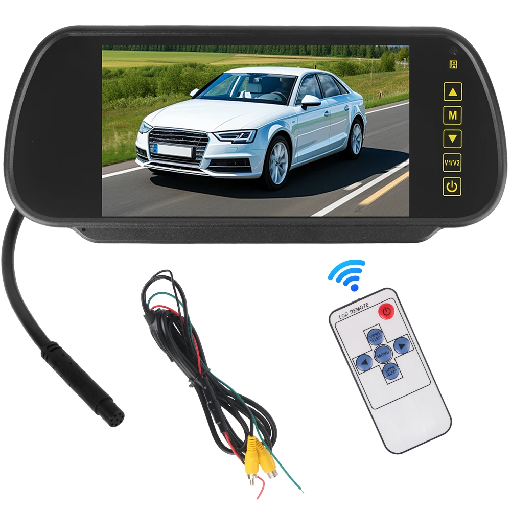 Reverse Priority 12V/24V LED Rearview Monitor 7 Inch Screen HD Video Support Auto Parking Assist Car Rearview Mirror Display