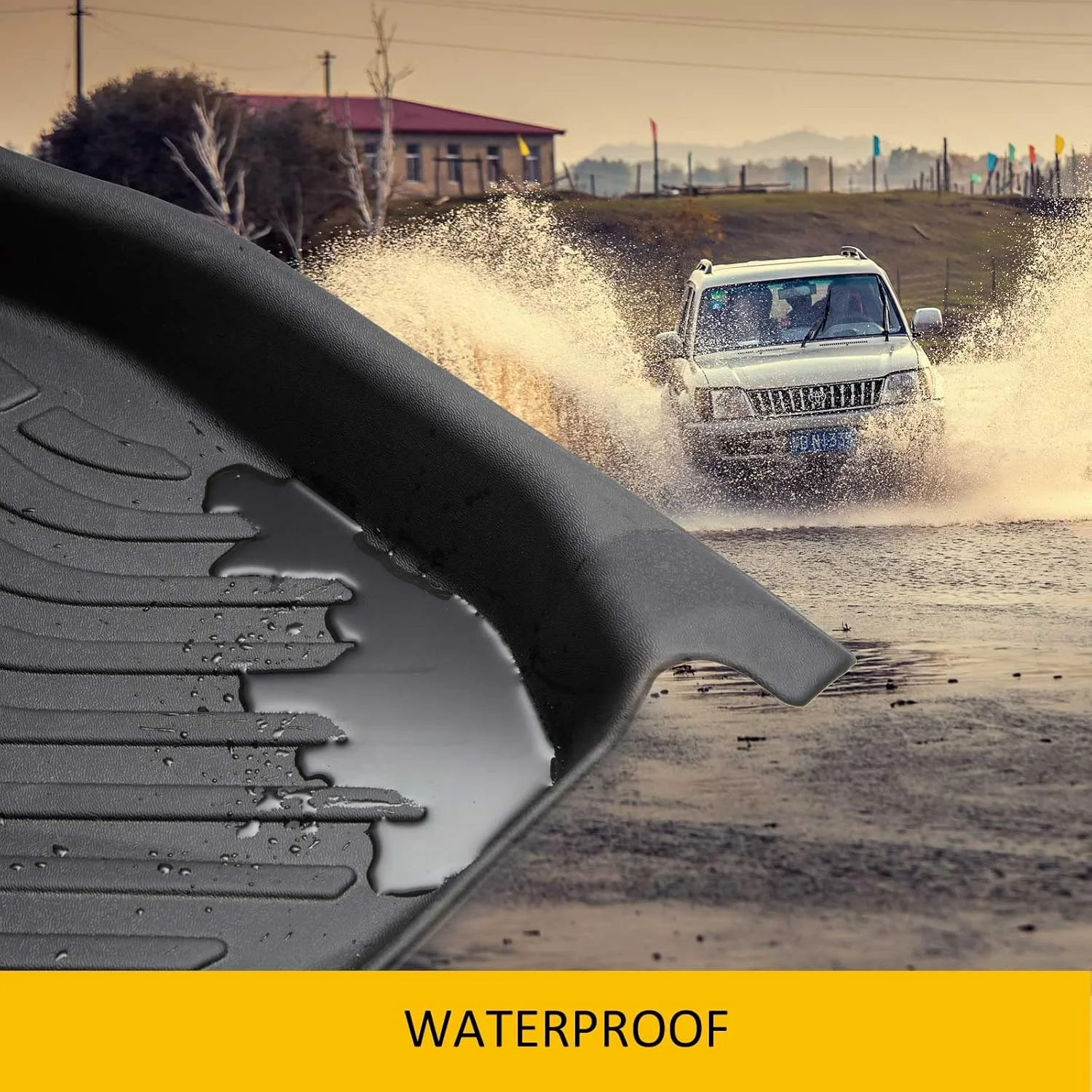For Volkswagen Atlas 2018-2024 6/7 Seats TPE Floor Mats and Cargo Liner, All Weather Floor Liners Trunk Mat Heavy Duty Pad