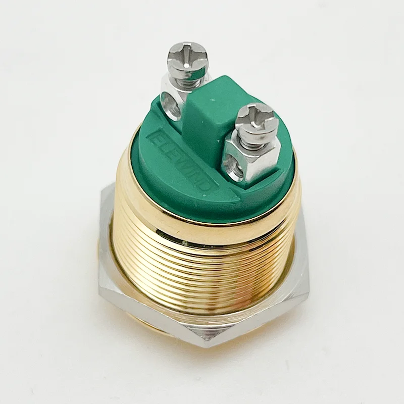 ELEWIND 19mm  Screw terminal Momentary (1NO) Domed head gold plated vandal proof push button switch ( PM191B-10/G )