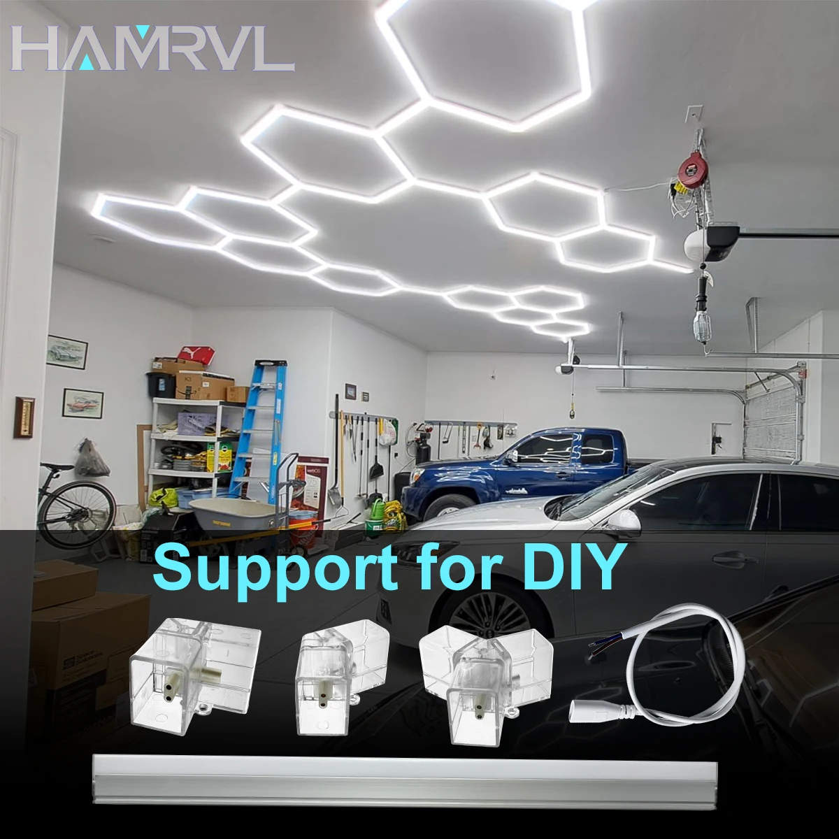 DIY LED tube Hexagon connector cable accessories for honeycomb Lamp 110-240V for Barbershop Workshop garage 4s Car Body Lighting