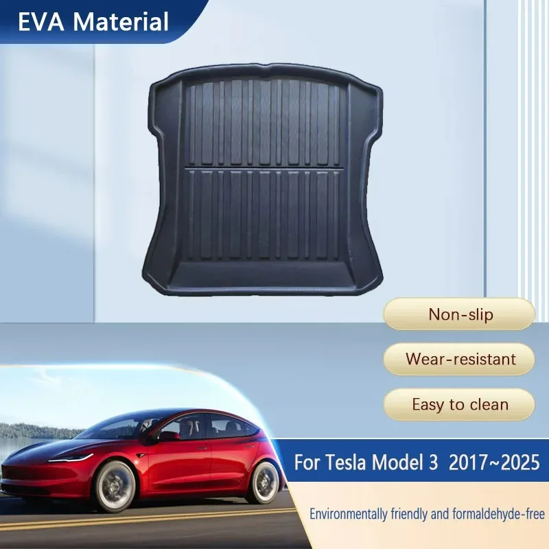 Car Trunk Cargo Liner For Tesla Model 3 2017~2025 Nonslip Watertight Mats Cargo Liner Boot Tray Chest Liner Pad Auto Accessories