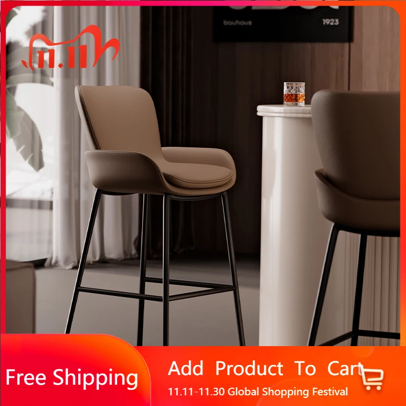 

Modern Height Barstools Leather Nordic Office Reception Desks Relaxing Bar Stools Comfortable Arm Cadeira Lounge Suite Furniture