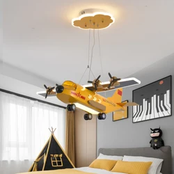 Orange Gray Airplane Chandeliers LED Children's Room Helicopter Airplane Light Nordic Creative Teen Boy Bedroom Decor Chandelier
