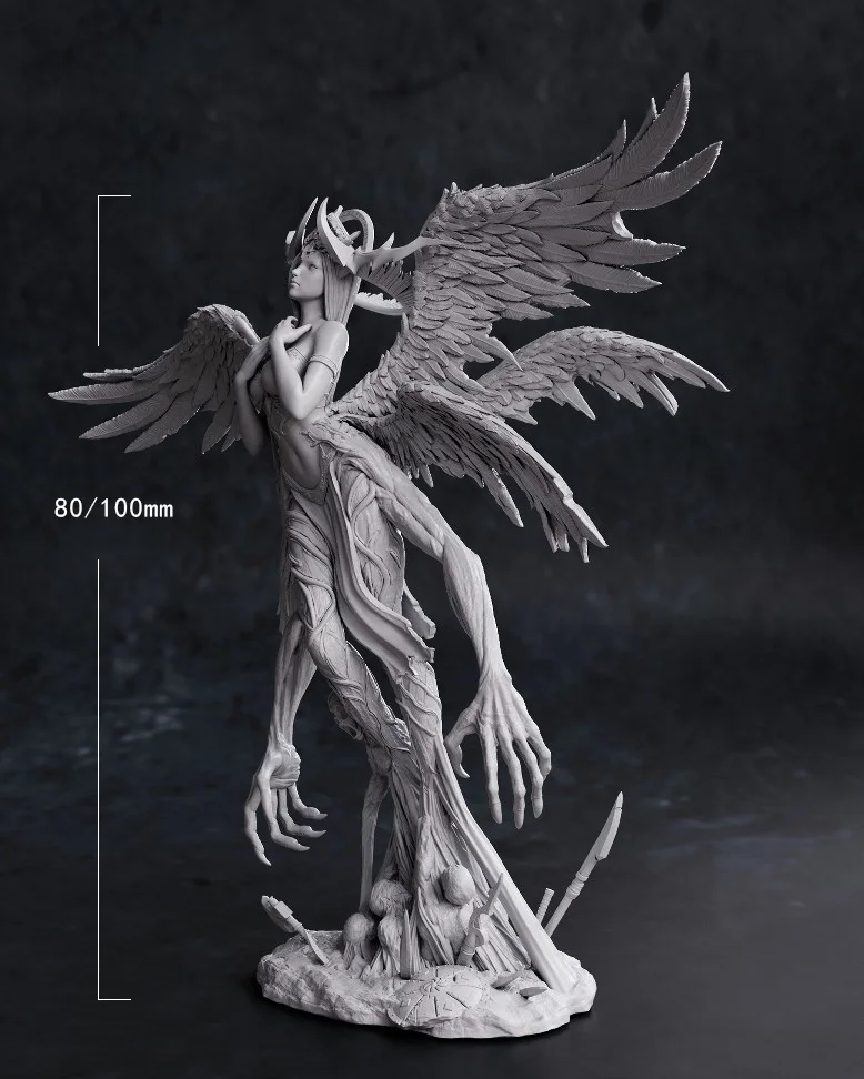 80mm 100mm Resin Model Kits Devil and Angel Figure Unpainted No Color RW-895