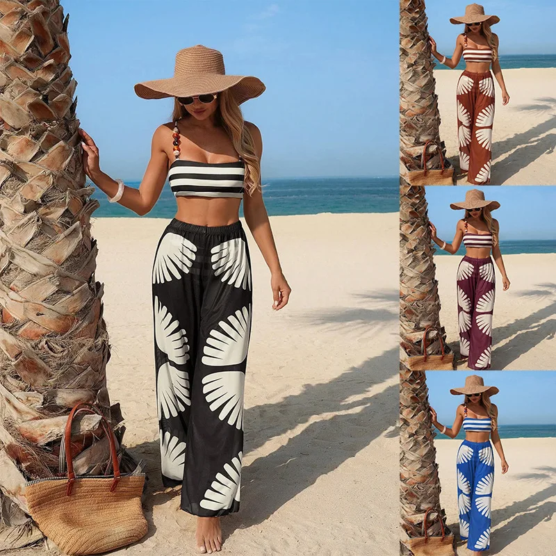 Women'S Beach Sun Protection Pants Three Piece Split Swimsuit Quick Dry Lightweight Breathable Perfect For Summer Vacation Pool