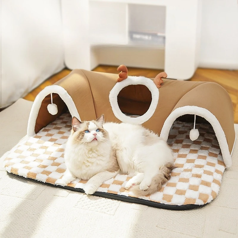 Tunnel de jeu pour chat, abri chaud, tente, maison, jouets pour chien, animal de compagnie, jeux d'intérieur et d'extérieur, jeux d'angle mural, extérieur