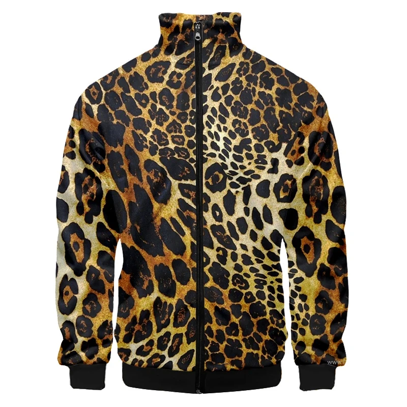 Leopard Print 3d Jacket For Men Spring Autumn Outdoor Harajuku Sweatshirt Streetwear Zipper Unisex Jacket Tops Outwear Tracksuit