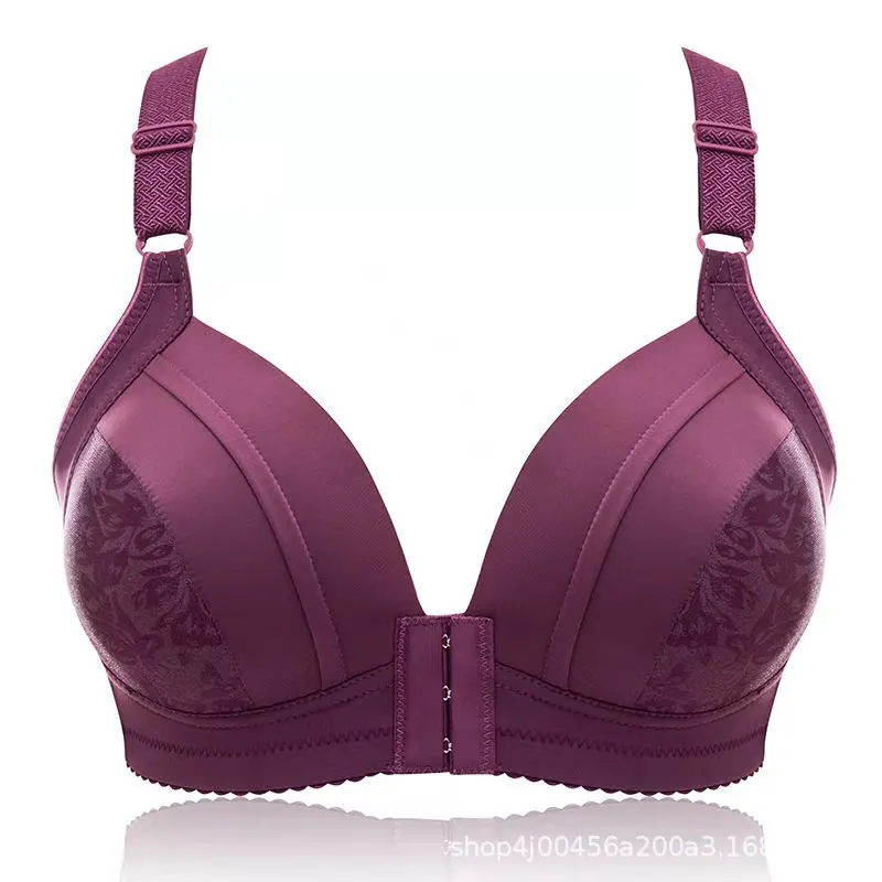Shiny Patterned Lady Brassiere Wire-free Thin Woman's Front-closure Nursing Bra Postpartum Triangle Plus-size Girl Gathering Bra