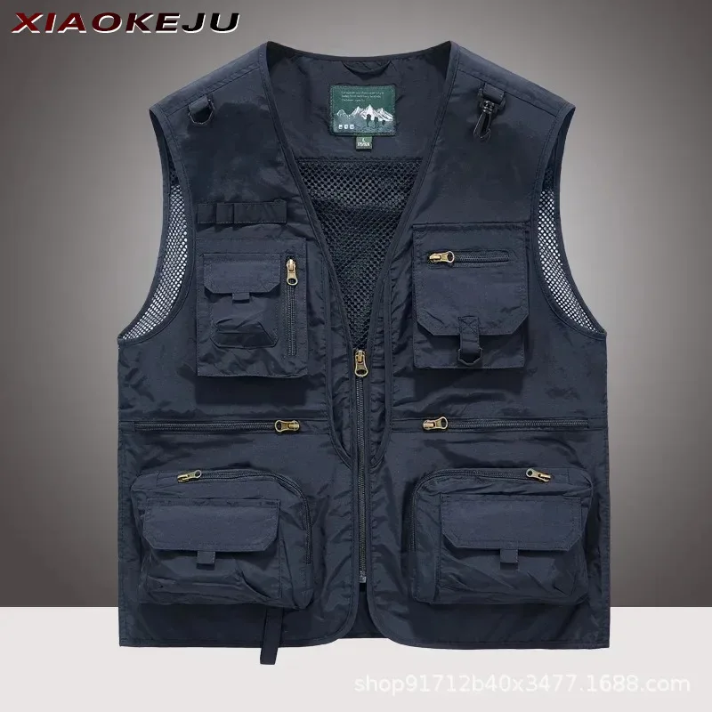 Vest Men Windbreaker Multipocket Man Sleeveless Jacket Work Luxury Men's Clothing Tactical Waterproof Mens Hunting Denim Pockets