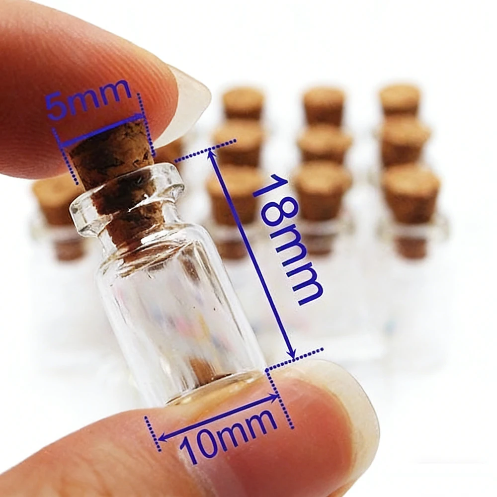 

100pcs/lot 0.5ml Glass Vial Glass miniature Bottle & Wooden cork DIY Glass Vial Pendant Wish Glass Bottle 10*18mm