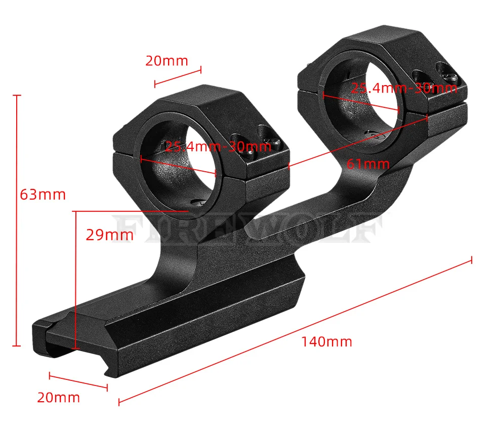 Firewolf's new high-quality one-piece rear extension level sight clip for 25/30 pipe diameter, one-piece level sight clip