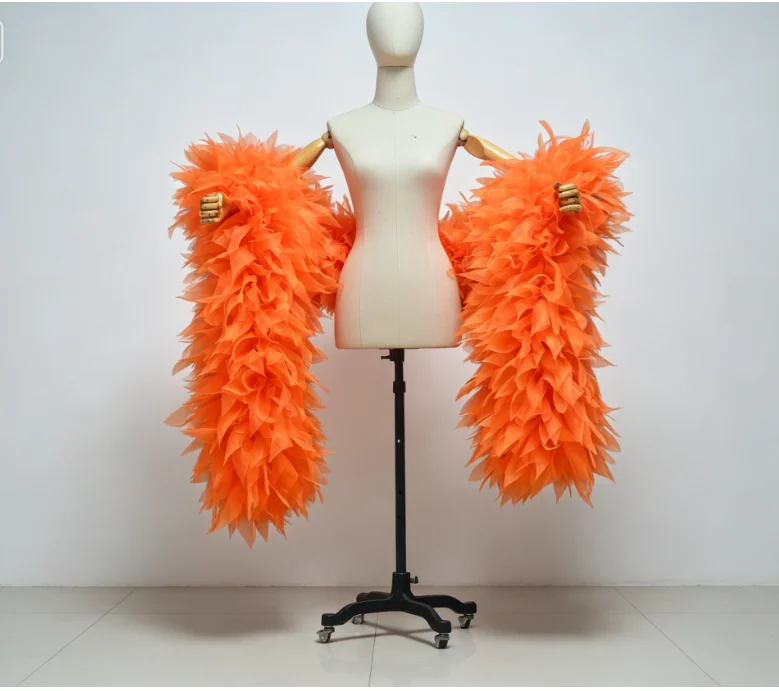 Fashion Stage party Club bridal orange organza Boa Ruffle shawl wrap Custom color wedding accessories cape Drag Queen boa